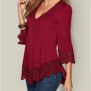 venus red lace top